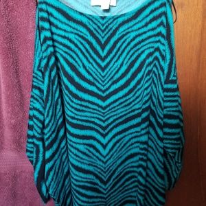 Michael Kors Teal & Black Dress Top